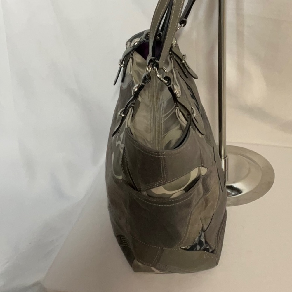 Coach F15459 Ocelot Tote Taupe Neutral Tones Patchwork Leather Suede Jaquard Bag - Picture 10 of 15